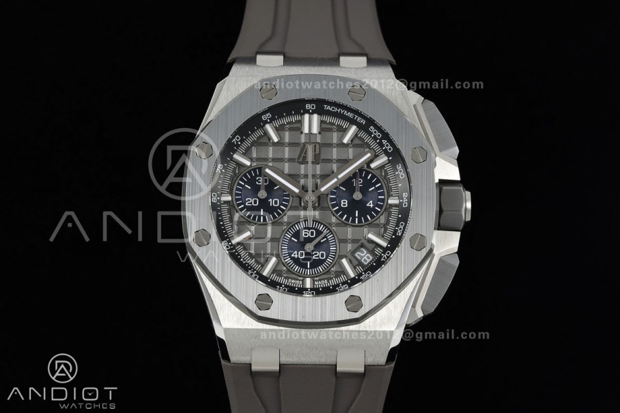 Royal Oak Offshore 43mm 26420io Titanium DDF 1:1 Best Edition Gray Dial on Gray Rubber Strap DD4401 Super Clone