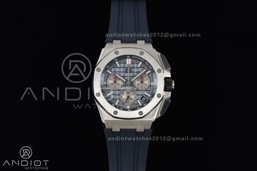 Royal Oak Offshore 43mm 26420ti Titanium DDF 1:1 Best Edition Blue Dial on Blue Rubber Strap DD4401 Super Clone