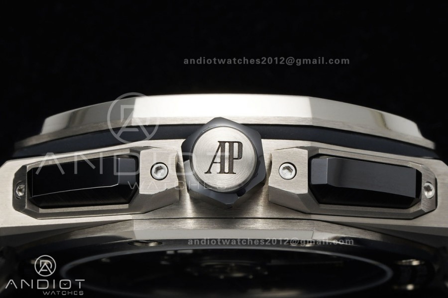 Royal Oak Offshore 43mm 26420ti Titanium DDF 1:1 Best Edition Blue Dial on Blue Rubber Strap DD4401 Super Clone