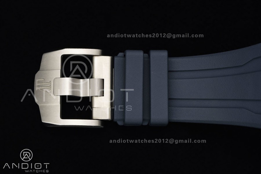 Royal Oak Offshore 43mm 26420ti Titanium DDF 1:1 Best Edition Blue Dial on Blue Rubber Strap DD4401 Super Clone