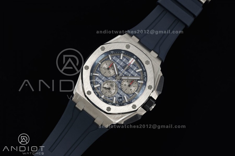 Royal Oak Offshore 43mm 26420ti Titanium DDF 1:1 Best Edition Blue Dial on Blue Rubber Strap DD4401 Super Clone