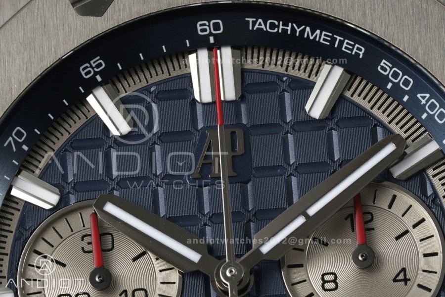 Royal Oak Offshore 43mm 26420ti Titanium DDF 1:1 Best Edition Blue Dial on Blue Rubber Strap DD4401 Super Clone