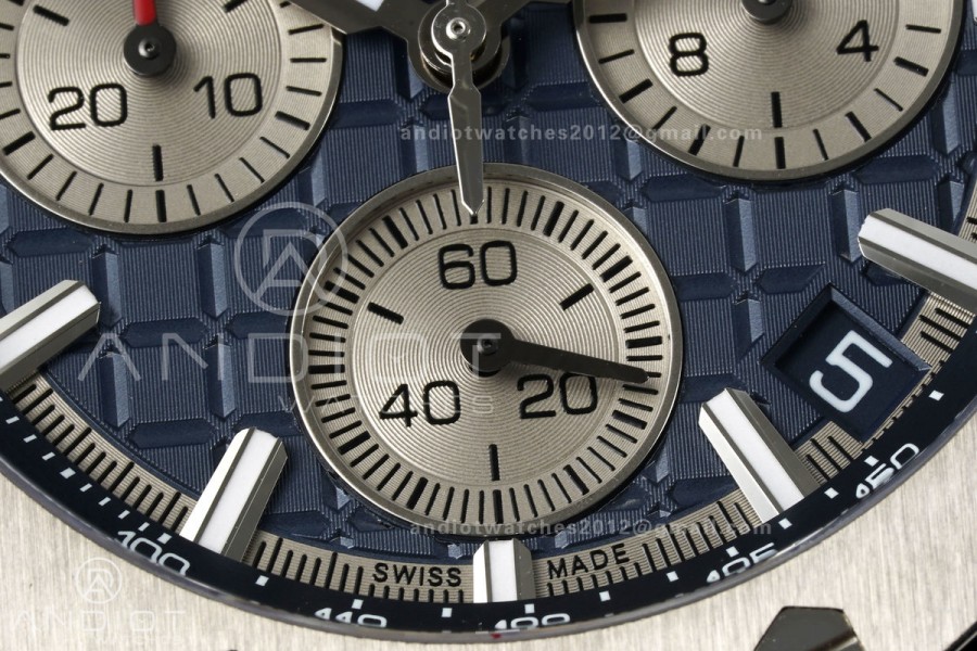 Royal Oak Offshore 43mm 26420ti Titanium DDF 1:1 Best Edition Blue Dial on Blue Rubber Strap DD4401 Super Clone