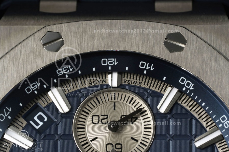 Royal Oak Offshore 43mm 26420ti Titanium DDF 1:1 Best Edition Blue Dial on Blue Rubber Strap DD4401 Super Clone