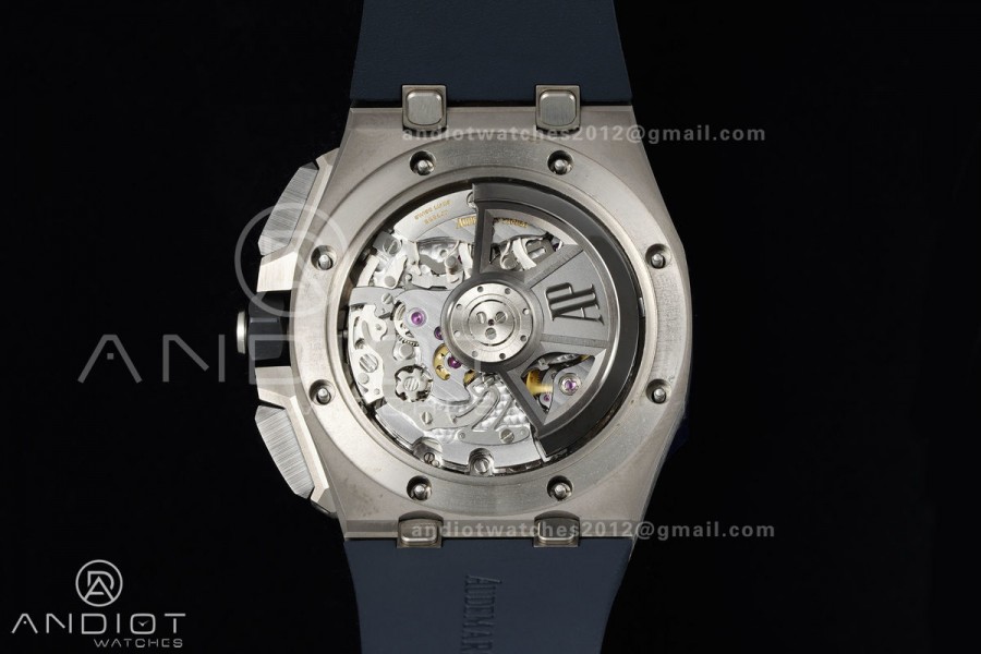 Royal Oak Offshore 43mm 26420ti Titanium DDF 1:1 Best Edition Blue Dial on Blue Rubber Strap DD4401 Super Clone