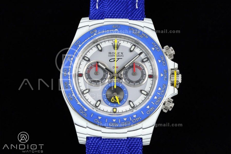 Daytona DIW White Carbon GT Blue SONIC 1:1 Best Edition White Dial on Blue Nylon Strap SA4130
