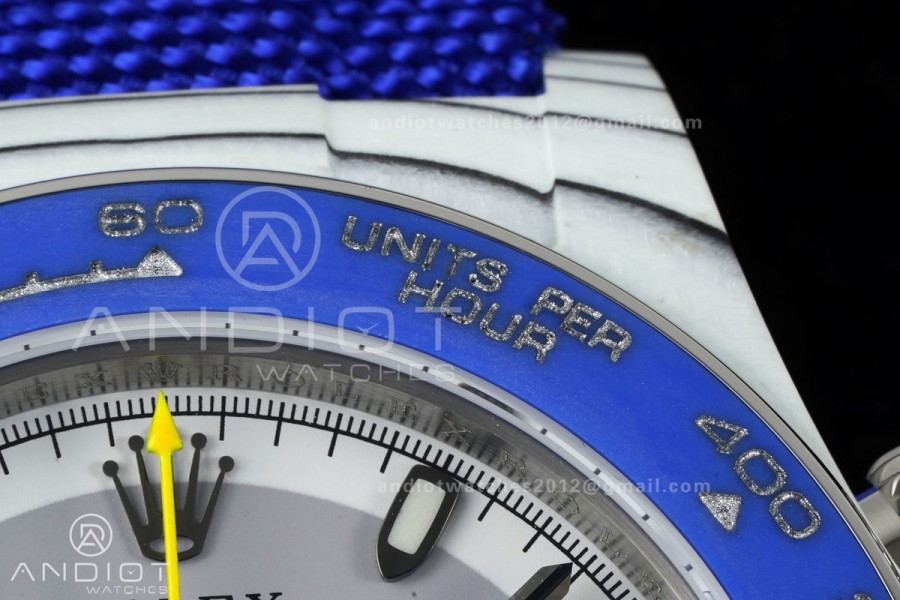 Daytona DIW White Carbon GT Blue SONIC 1:1 Best Edition White Dial on Blue Nylon Strap SA4130