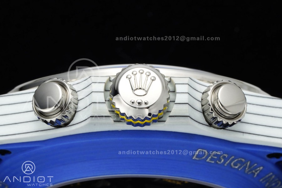 Daytona DIW White Carbon GT Blue SONIC 1:1 Best Edition White Dial on Blue Nylon Strap SA4130