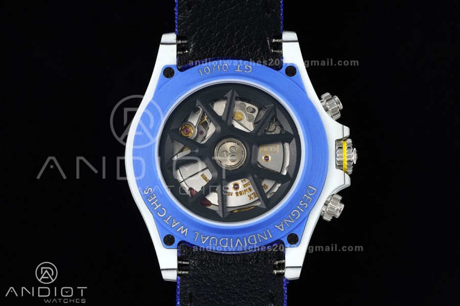 Daytona DIW White Carbon GT Blue SONIC 1:1 Best Edition White Dial on Blue Nylon Strap SA4130