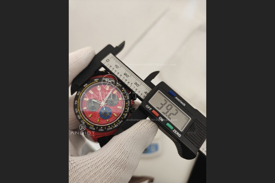 Daytona DIW Red Carbon Iron Man SONIC 1:1 Best Edition Red Dial on Black Nylon Strap SA4130