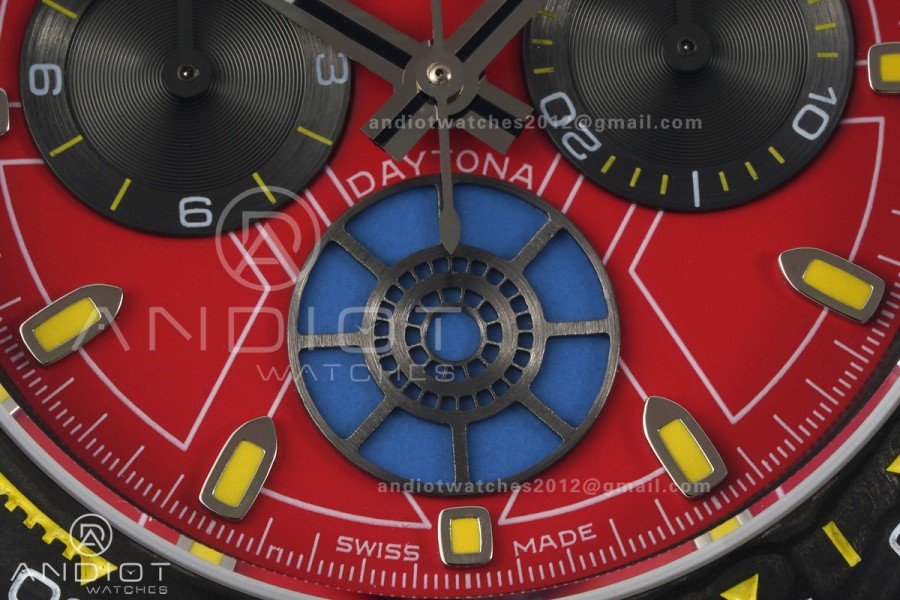 Daytona DIW Red Carbon Iron Man SONIC 1:1 Best Edition Red Dial on Black Nylon Strap SA4130