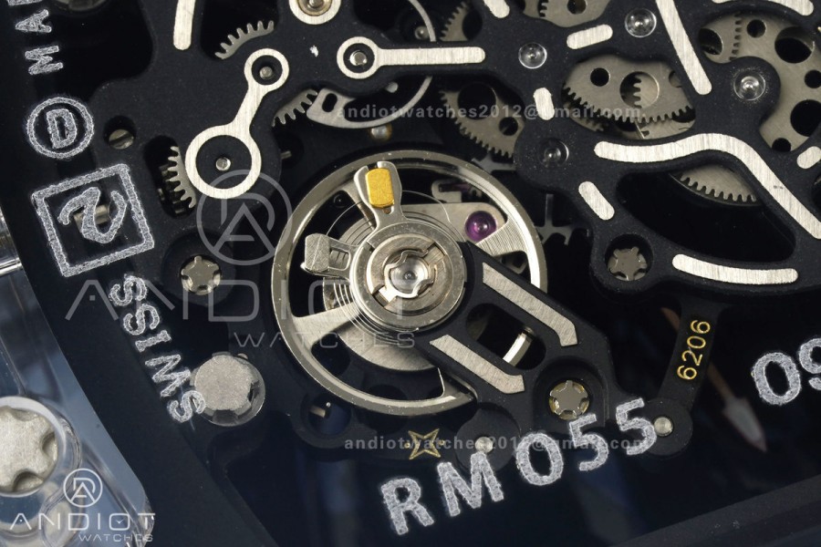 RM055 Crystal SONIC Best Edition Gold Inner Bezel Gray Crown on Transparent Rubber Strap RMUL2 Super Clone