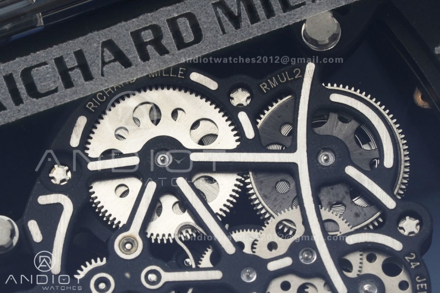 RM055 Crystal SONIC Best Edition Gold Inner Bezel Gray Crown on Transparent Rubber Strap RMUL2 Super Clone