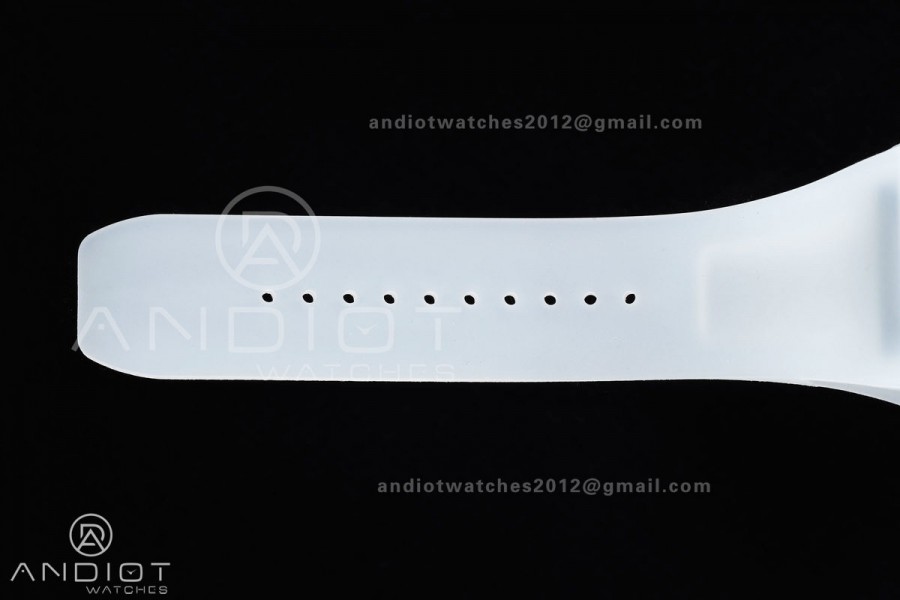 RM055 Crystal SONIC Best Edition Gold Inner Bezel Gray Crown on Transparent Rubber Strap RMUL2 Super Clone