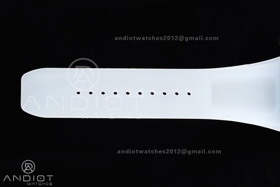 RM055 Crystal SONIC Best Edition Gold Inner Bezel Gray Crown on Transparent Rubber Strap RMUL2 Super Clone