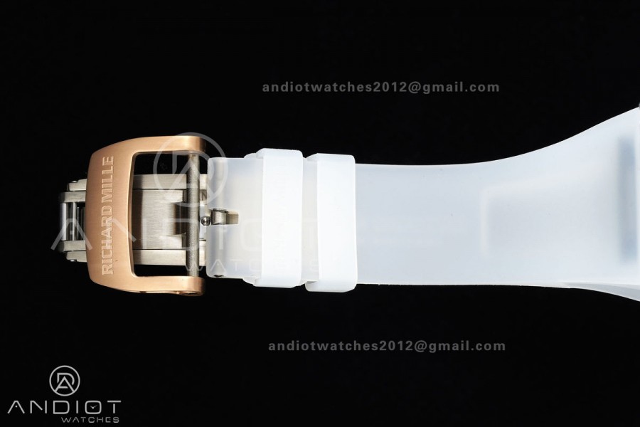 RM055 Crystal SONIC Best Edition Gold Inner Bezel Gray Crown on Transparent Rubber Strap RMUL2 Super Clone