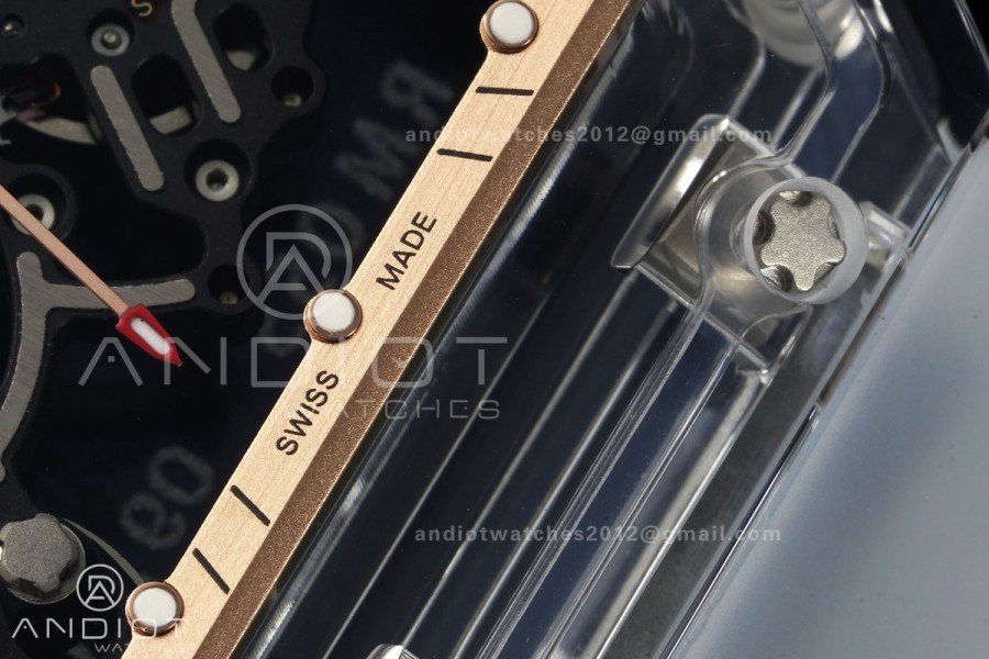 RM055 Crystal SONIC Best Edition Gold Inner Bezel Gray Crown on Transparent Rubber Strap RMUL2 Super Clone