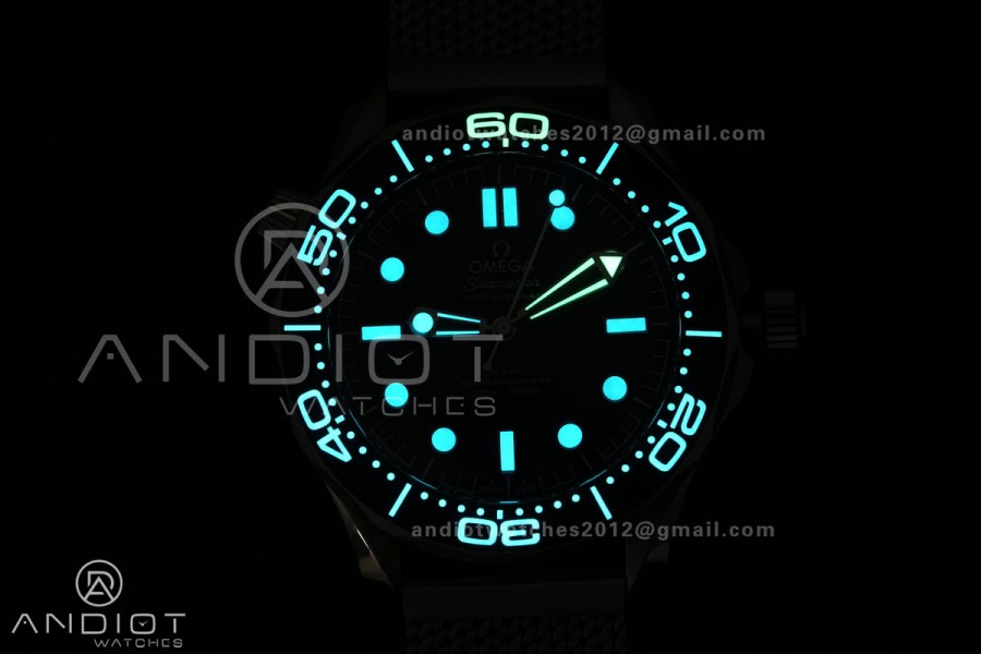 Seamaster 300M Diver 007 SS VSF 1:1 Best Edition Blue Wave Dial on SS Mesh Bracelet VS8806 Super Clone