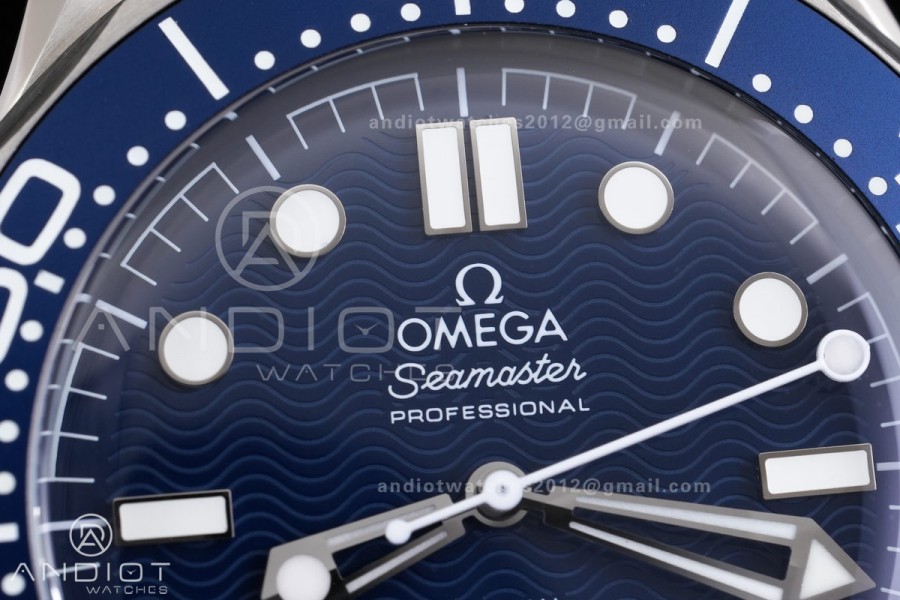 Seamaster 300M Diver 007 SS VSF 1:1 Best Edition Blue Wave Dial on SS Mesh Bracelet VS8806 Super Clone