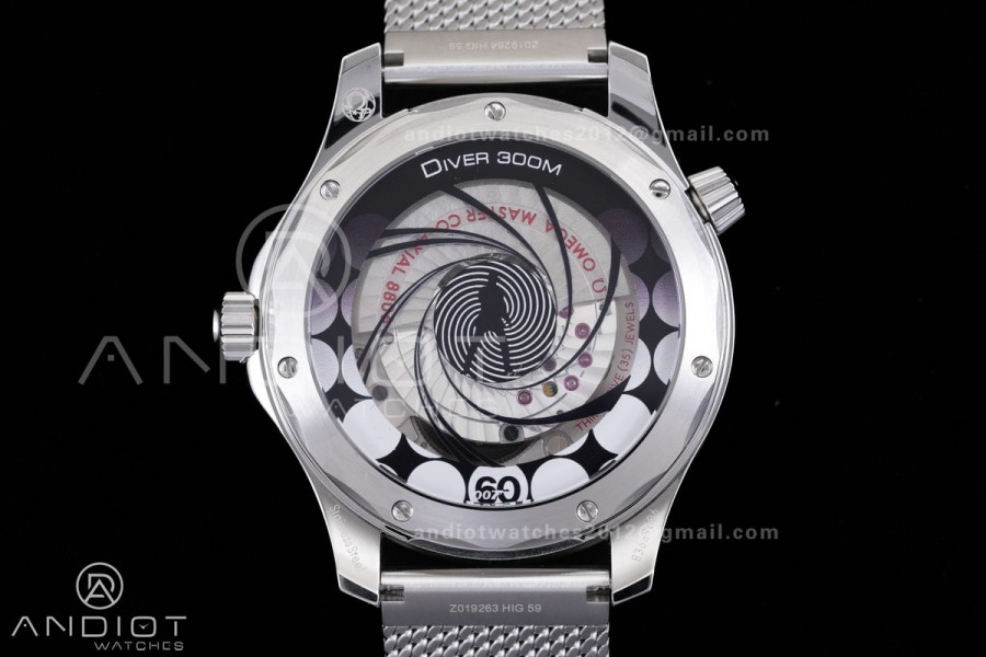 Seamaster 300M Diver 007 SS VSF 1:1 Best Edition Blue Wave Dial on SS Mesh Bracelet VS8806 Super Clone