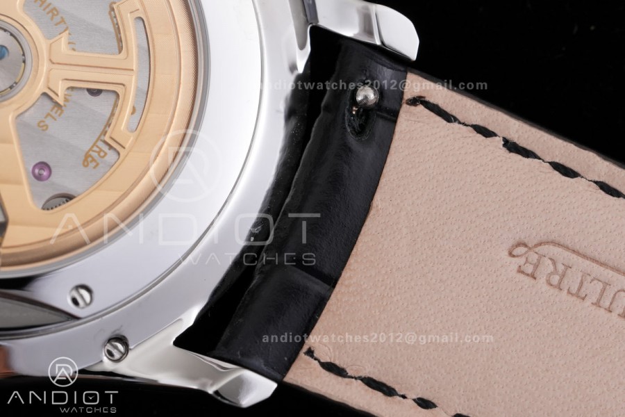 Master Ultra Thin Moon SS APSF 1:1 Best Edition Silver Dial on Black Leather Strap SA925 Super Clone