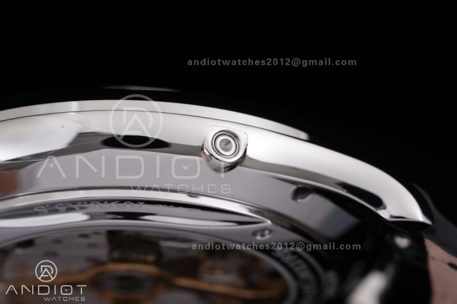 Master Ultra Thin Moon SS APSF 1:1 Best Edition Silver Dial on Black Leather Strap SA925 Super Clone