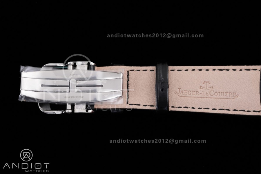 Master Ultra Thin Moon SS APSF 1:1 Best Edition Silver Dial on Black Leather Strap SA925 Super Clone