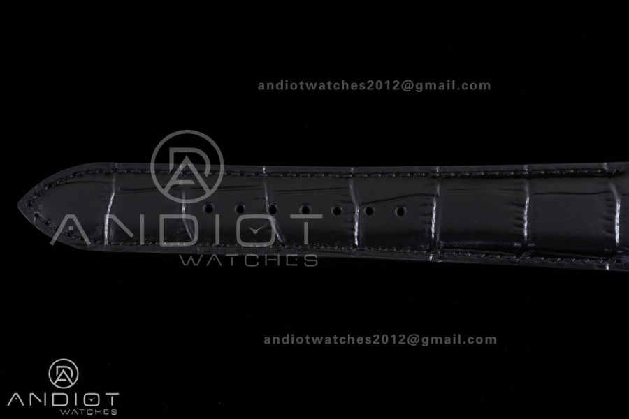 Master Ultra Thin Moon SS APSF 1:1 Best Edition Silver Dial on Black Leather Strap SA925 Super Clone