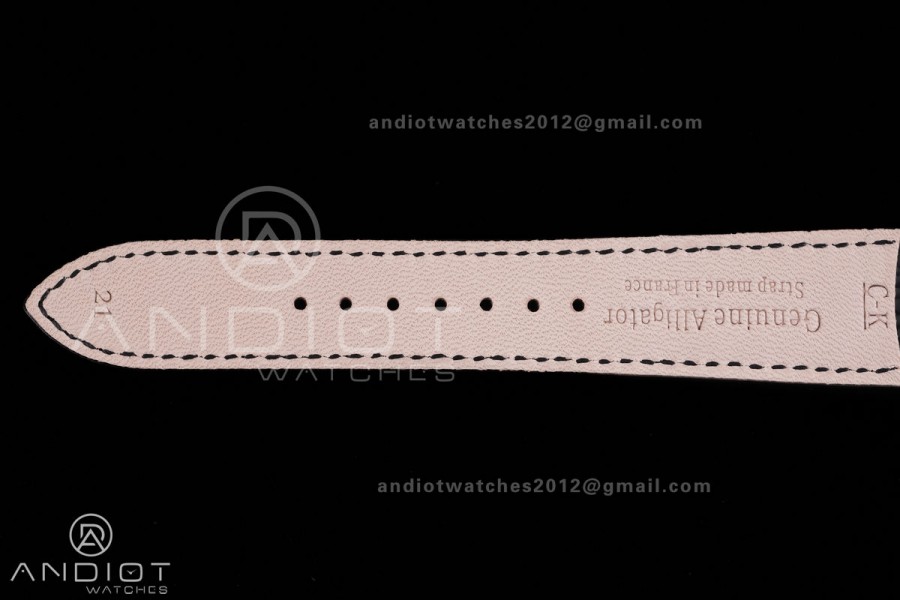 Master Ultra Thin Moon SS APSF 1:1 Best Edition Silver Dial on Black Leather Strap SA925 Super Clone