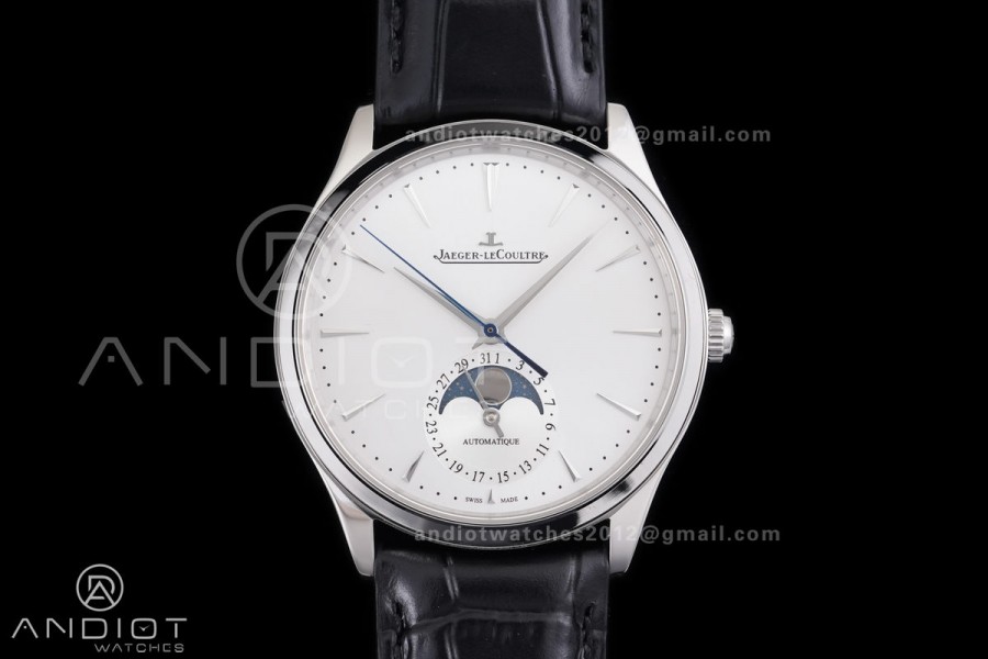 Master Ultra Thin Moon SS APSF 1:1 Best Edition Silver Dial on Black Leather Strap SA925 Super Clone