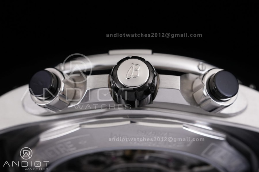 Chronomat B01 44mm SS BLSF 1:1 Best Edition Ice Blue Dial on Black Rubber Strap A7750