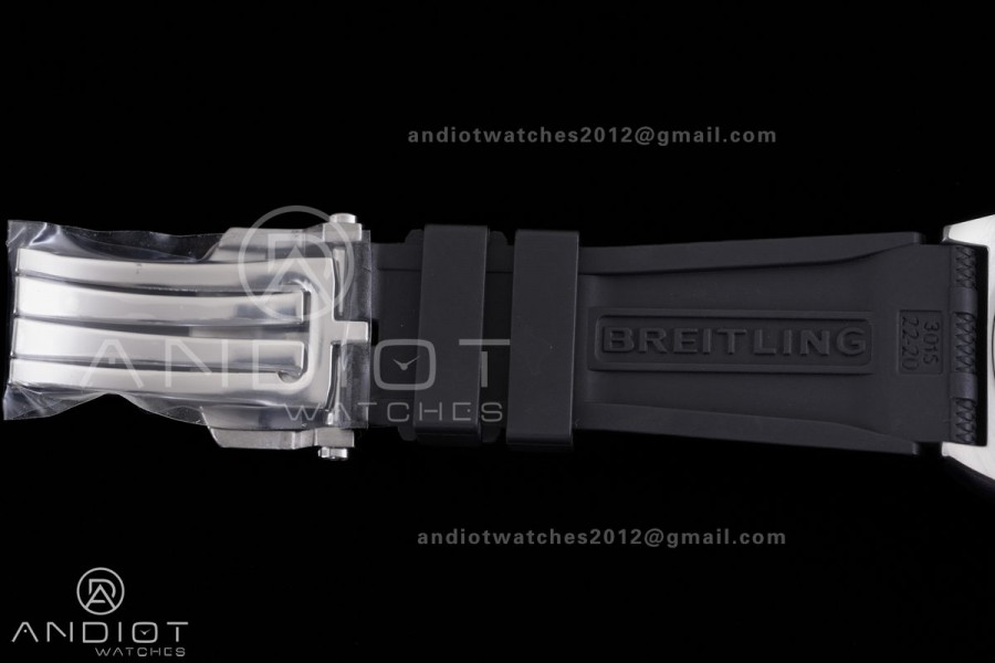 Chronomat B01 44mm SS BLSF 1:1 Best Edition Ice Blue Dial on Black Rubber Strap A7750