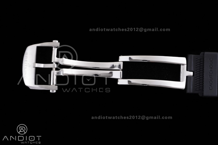 Chronomat B01 44mm SS BLSF 1:1 Best Edition Ice Blue Dial on Black Rubber Strap A7750