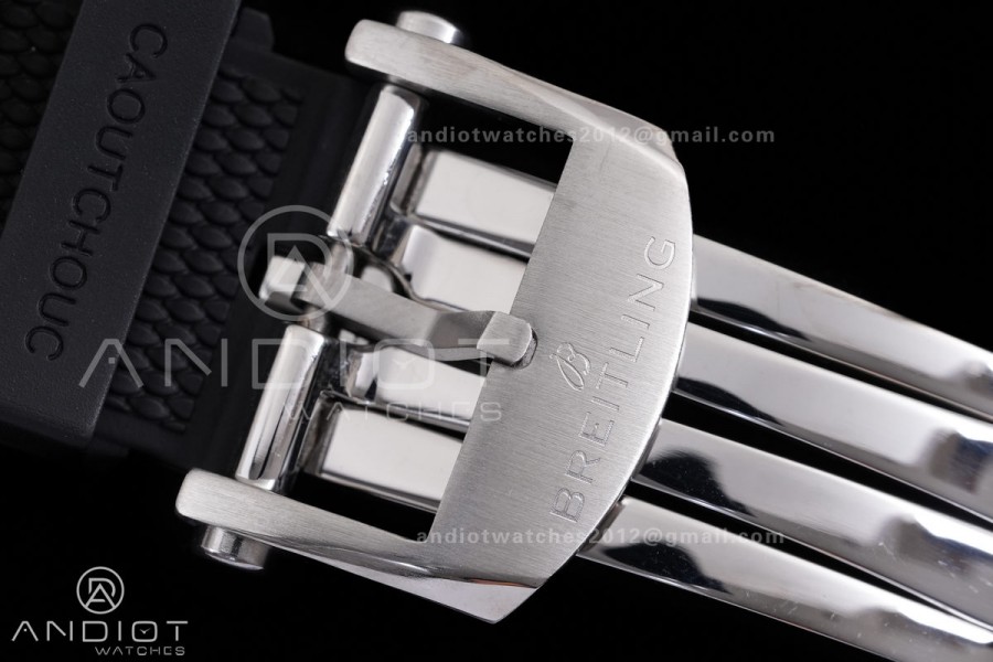 Chronomat B01 44mm SS BLSF 1:1 Best Edition Ice Blue Dial on Black Rubber Strap A7750