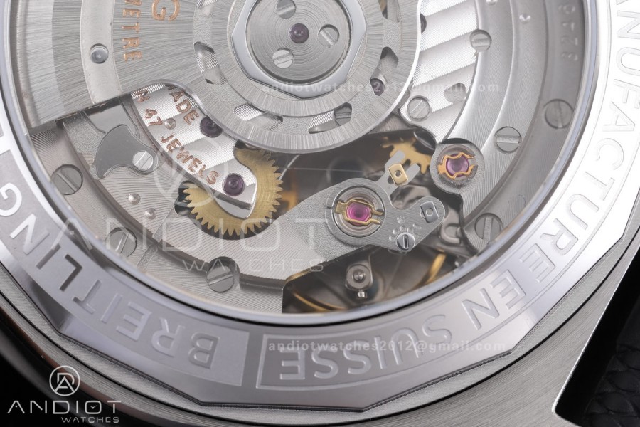 Chronomat B01 44mm SS BLSF 1:1 Best Edition Ice Blue Dial on Black Rubber Strap A7750