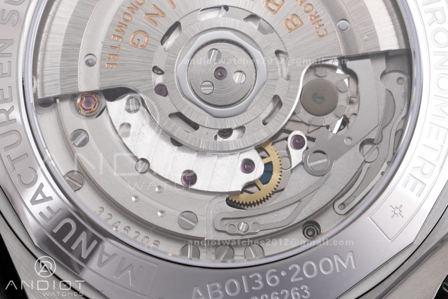 Chronomat B01 44mm SS BLSF 1:1 Best Edition Ice Blue Dial on Black Rubber Strap A7750