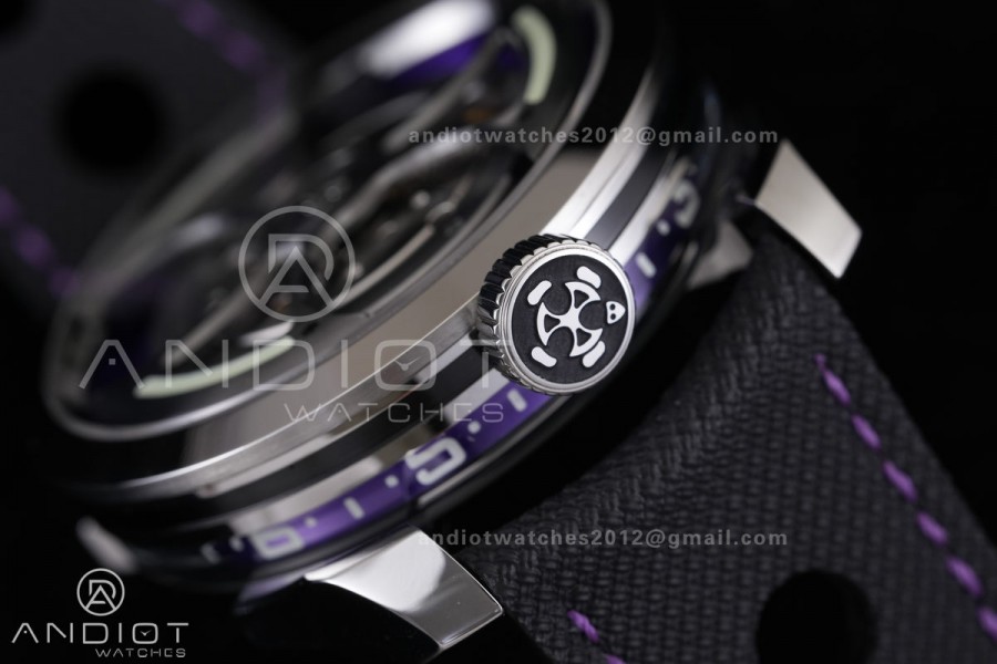 MB&F M.A.D.1.Purple SS K1F 1:1 Best Edition on Black Leather Strap Miyota 821A
