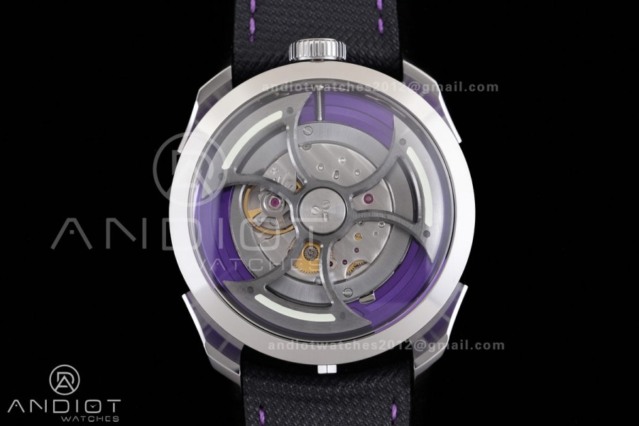 MB&F M.A.D.1.Purple SS K1F 1:1 Best Edition on Black Leather Strap Miyota 821A