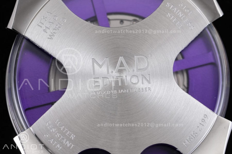 MB&F M.A.D.1.Purple SS K1F 1:1 Best Edition on Black Leather Strap Miyota 821A