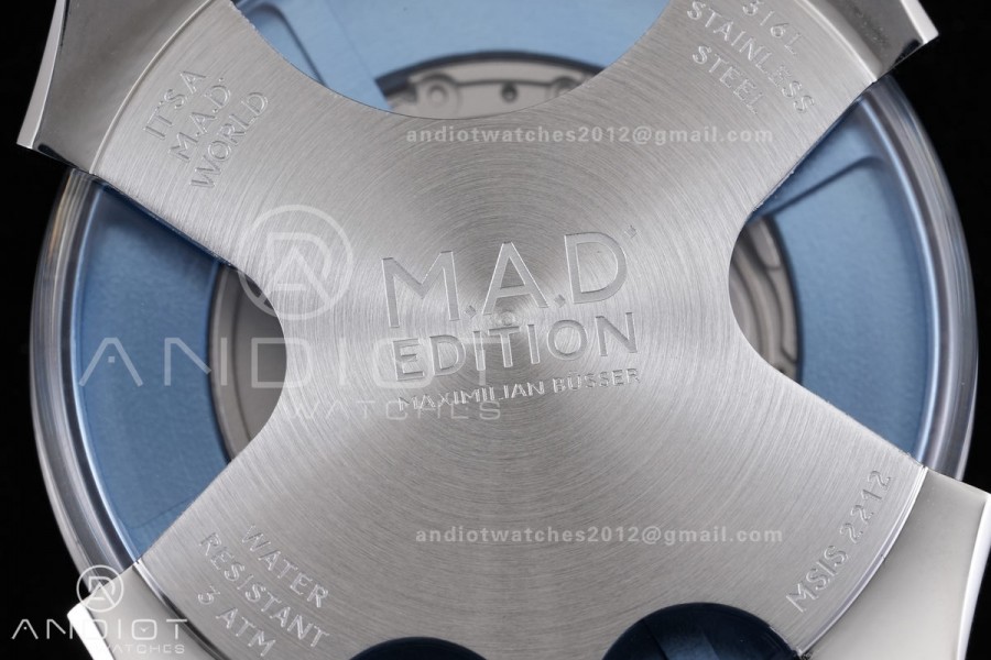 MB&F M.A.D.1.Blue SS K1F 1:1 Best Edition on Black Leather Strap Miyota 821A