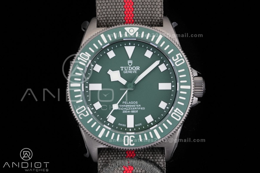 Pelagos FXD Green Ceramic Bezel Ti BRF 1:1 Best Edition Green Dial On Green Nylon Strap