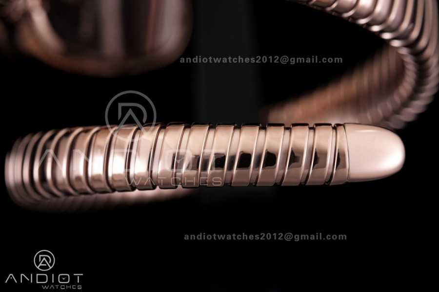 Serpenti 35mm Diamonds Bezel RG BVF 1:1 Best Edition White Dial on RG Bracelet Ronda Quartz