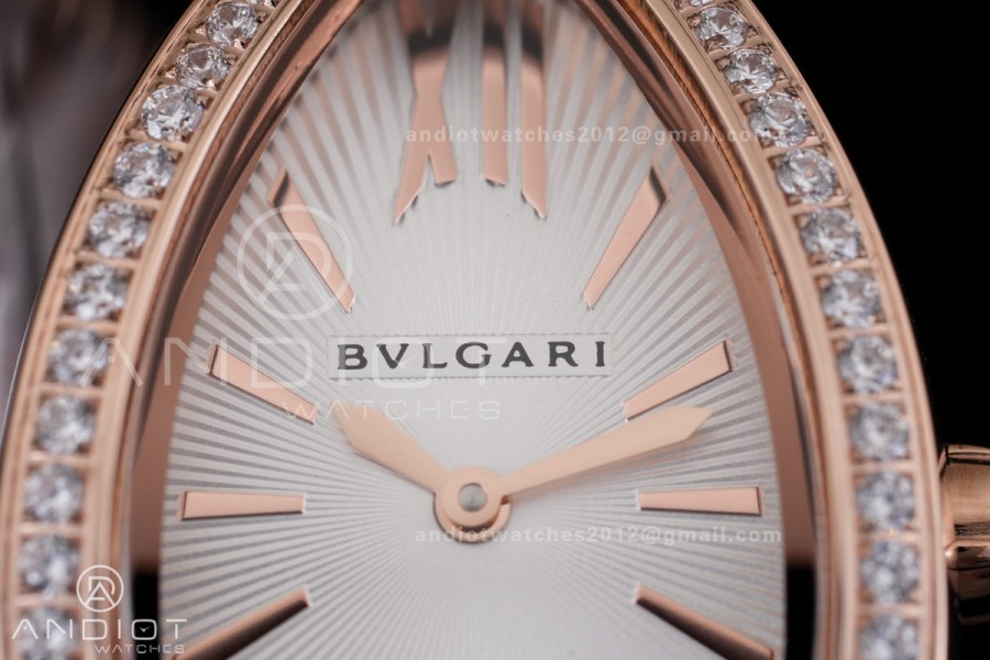 Serpenti 35mm Diamonds Bezel RG BVF 1:1 Best Edition White Dial on RG Bracelet Ronda Quartz