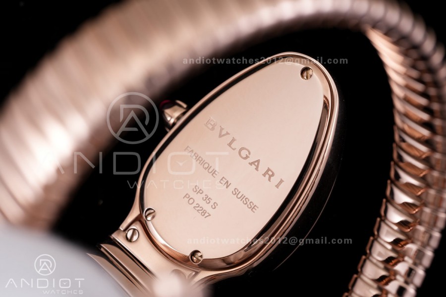 Serpenti 35mm Diamonds Bezel RG BVF 1:1 Best Edition White Dial on RG Bracelet Ronda Quartz