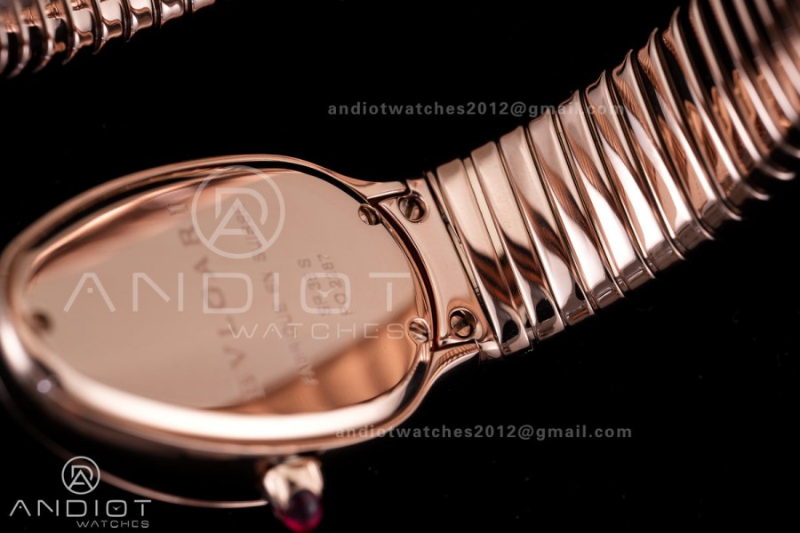 Serpenti 35mm Diamonds Bezel RG BVF 1:1 Best Edition White Dial on RG Bracelet Ronda Quartz