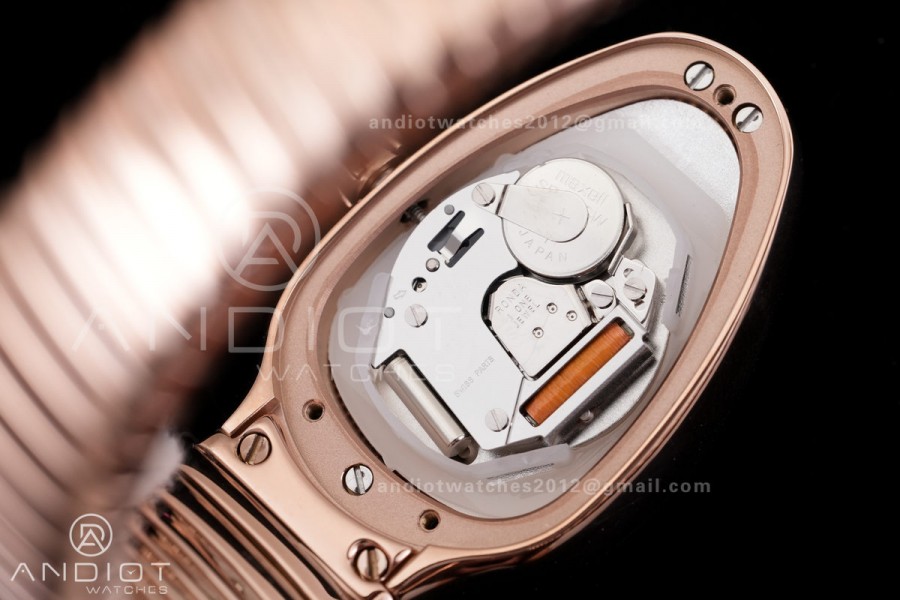 Serpenti 35mm Diamonds Bezel RG BVF 1:1 Best Edition Black Dial on RG Bracelet Ronda Quartz