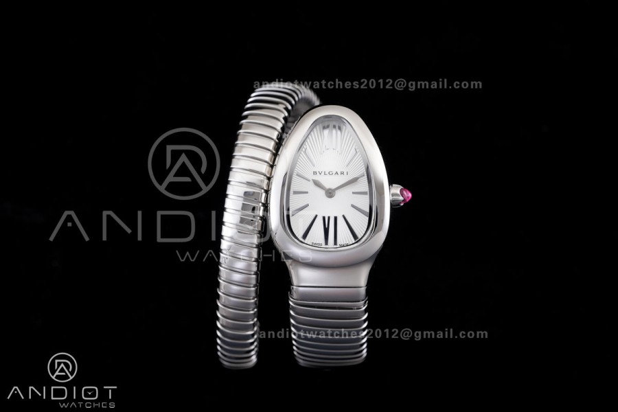 Serpenti 35mm SS BVF 1:1 Best Edition Silver Dial on SS Bracelet Ronda Quartz