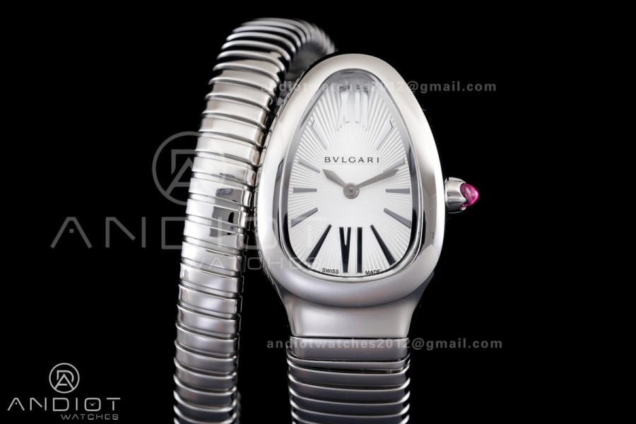 Serpenti 35mm SS BVF 1:1 Best Edition Silver Dial on SS Bracelet Ronda Quartz