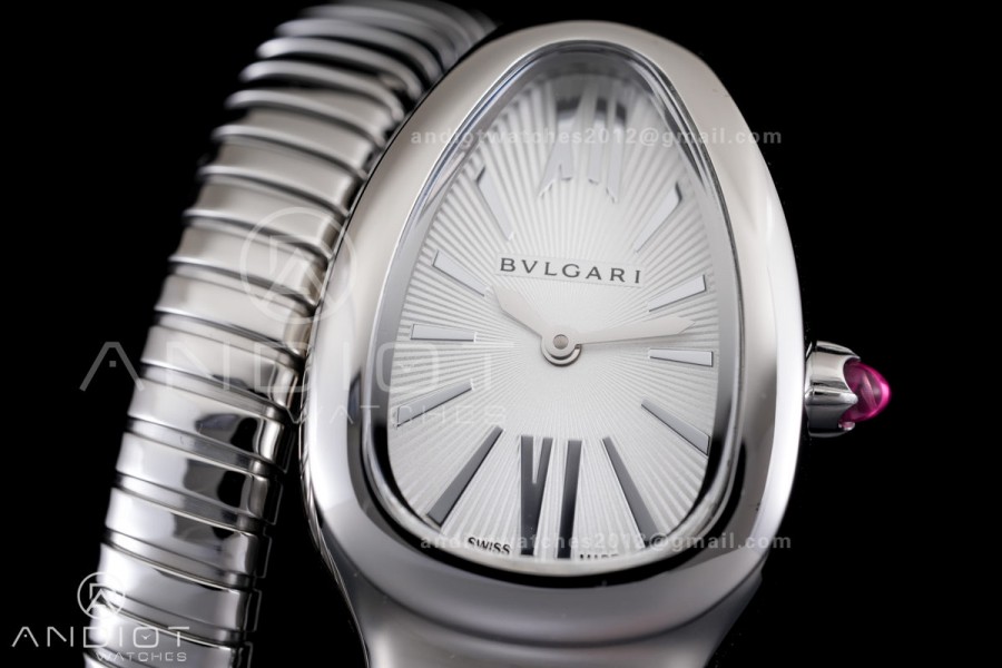 Serpenti 35mm SS BVF 1:1 Best Edition Silver Dial on SS Bracelet Ronda Quartz