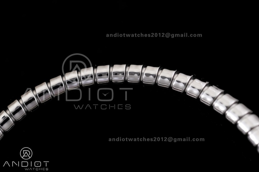 Serpenti 35mm Diamonds Bezel SS BVF 1:1 Best Edition Silver Dial on SS Bracelet Ronda Quartz